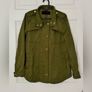 Zara Jacket Womens S Small Green Military Lightweight Zip Collar Long Sleeves